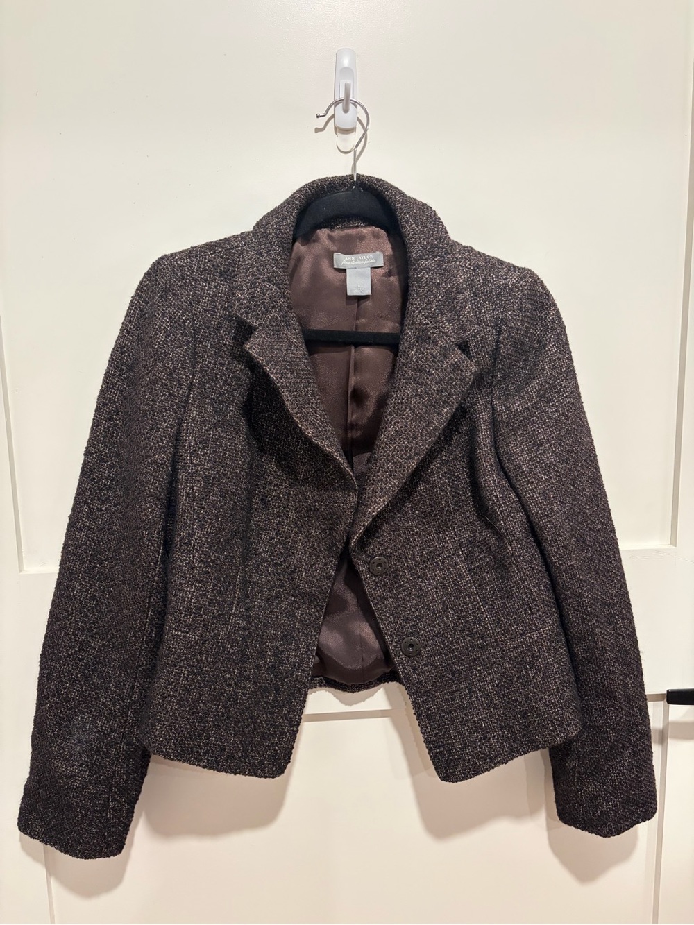 Ann Taylor Brown Heathered Tweed Tailored Blazer